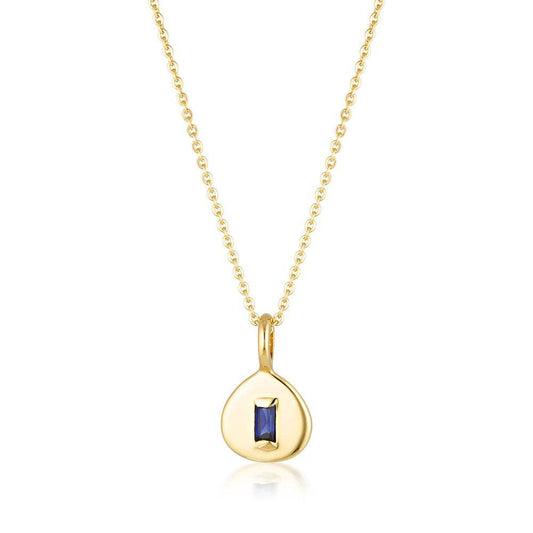 Muse Necklace - Created Sapphire: Gold Plated Sterling Silver