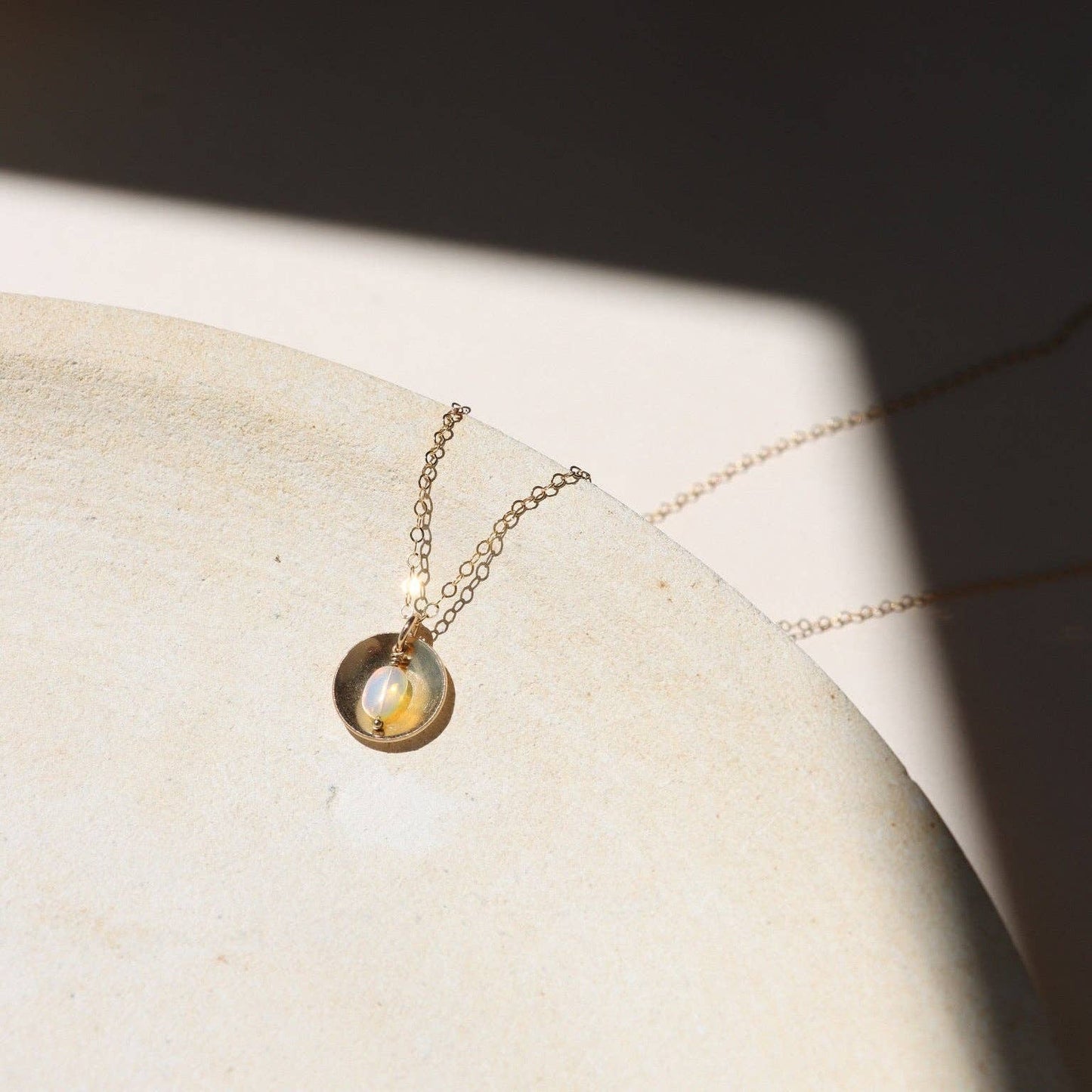 Cove Necklace with Opal Drop: Sterling Silver / 16"