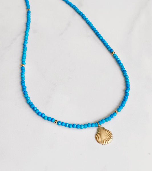 Turquoise Beach Seashell Charm Choker