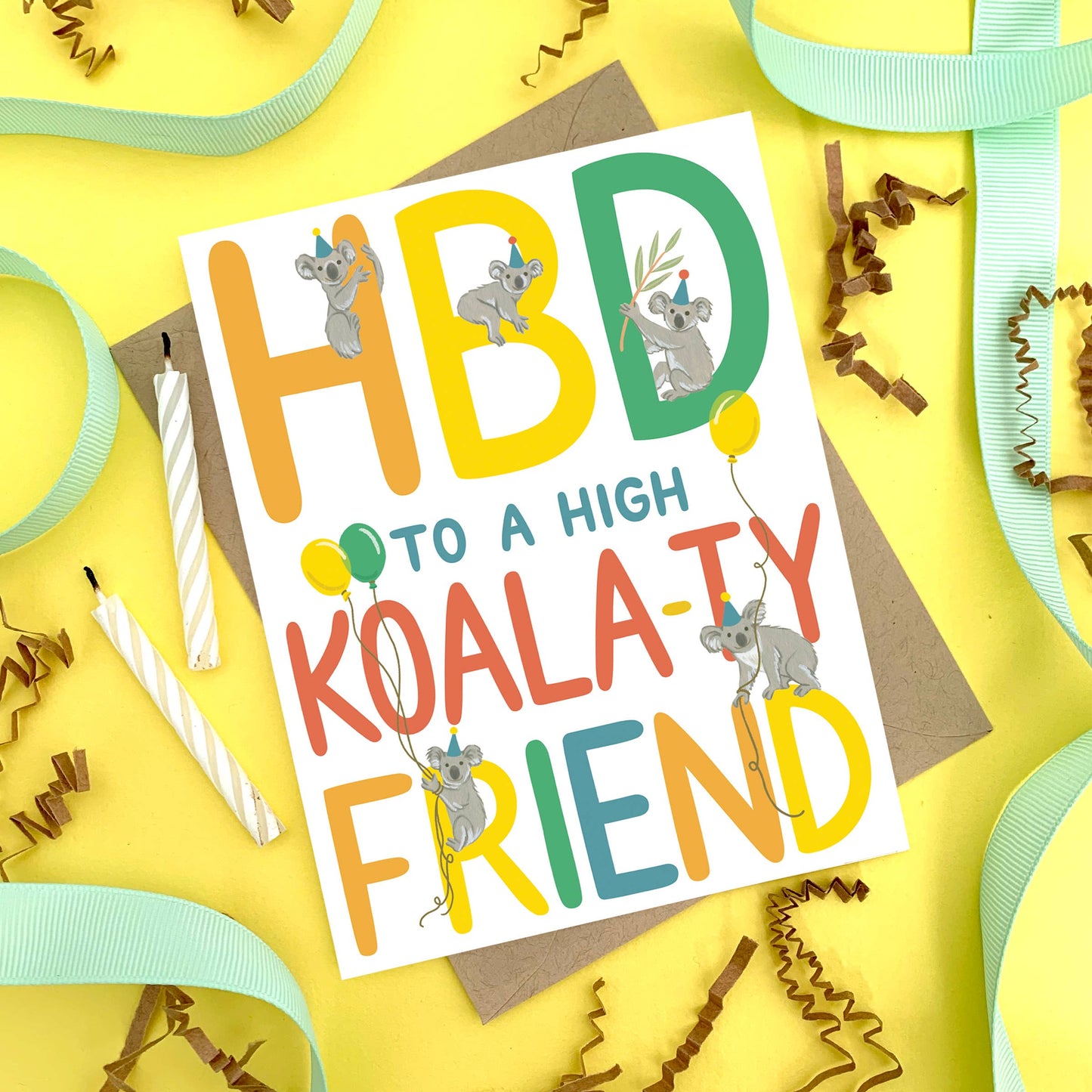 Kutie Koalas, Balloons and Party Hats Birthday Card