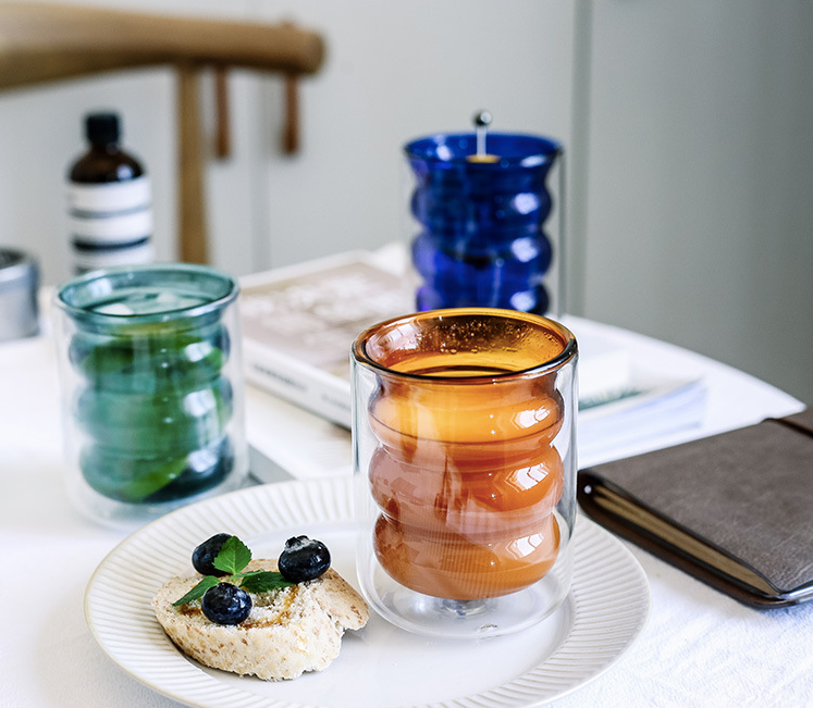 Colored Double Layer Glass Cup | Green