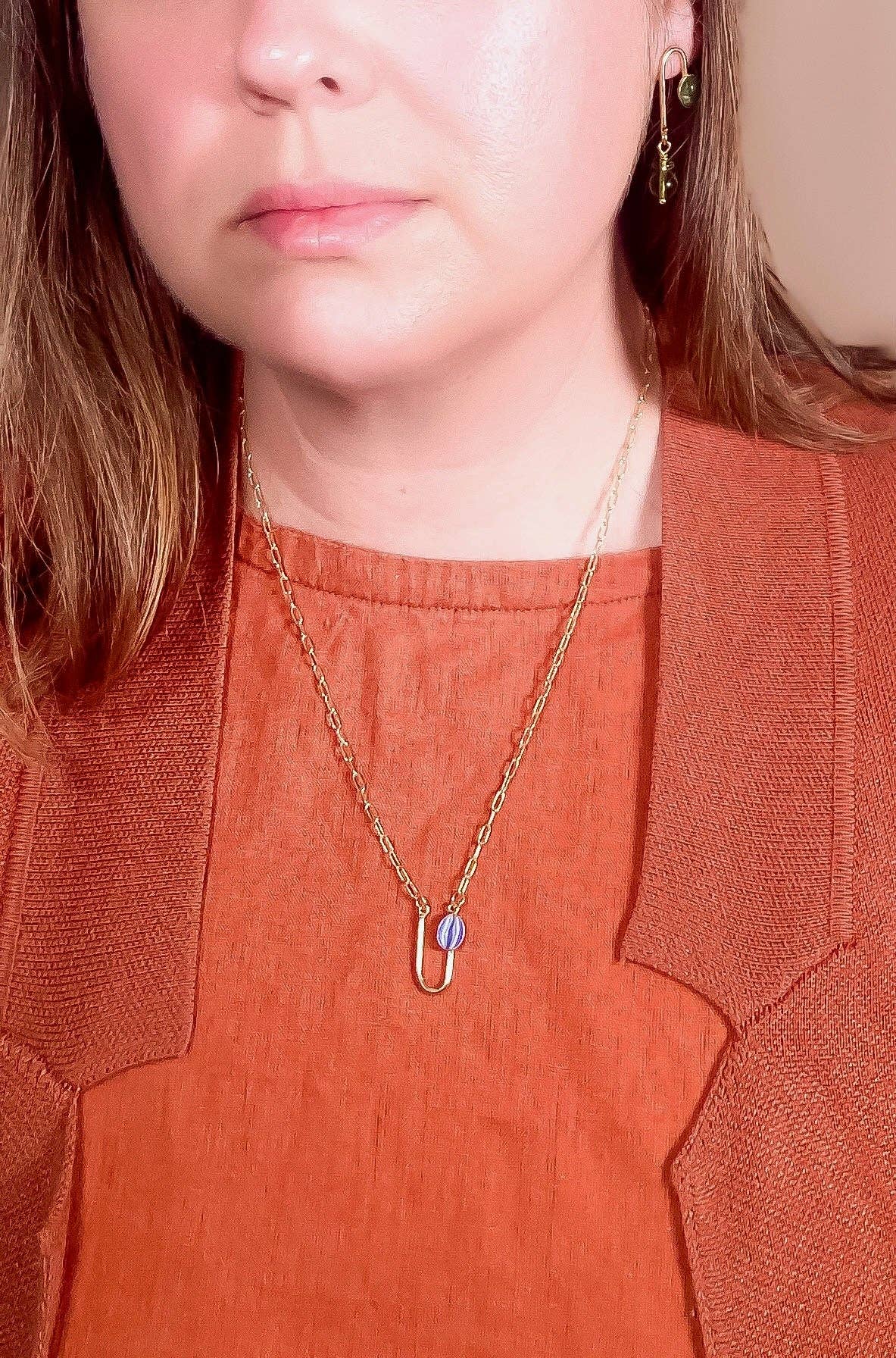 Blue Moonstone Asymmetrical Arch Necklace: 17"