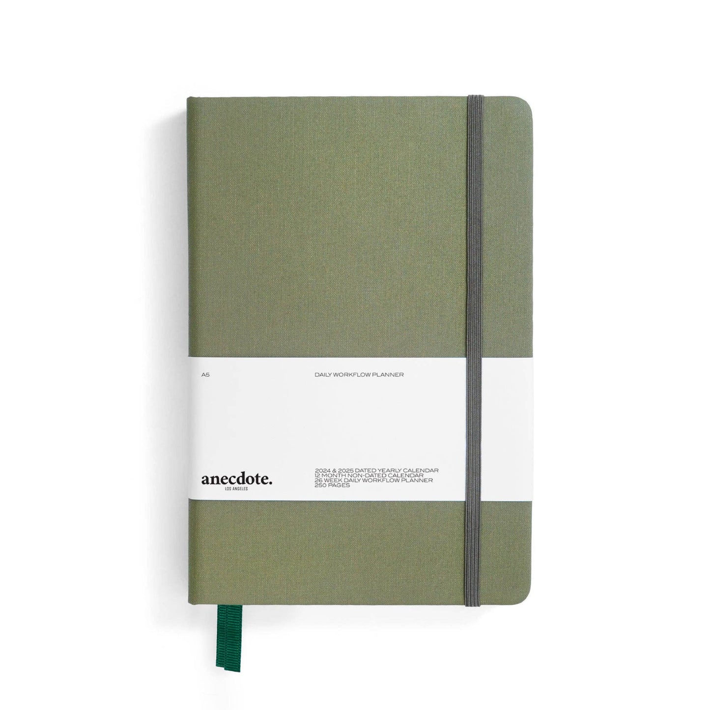The Daily Planner - Hardcover with Library Buckram Cover: Olive