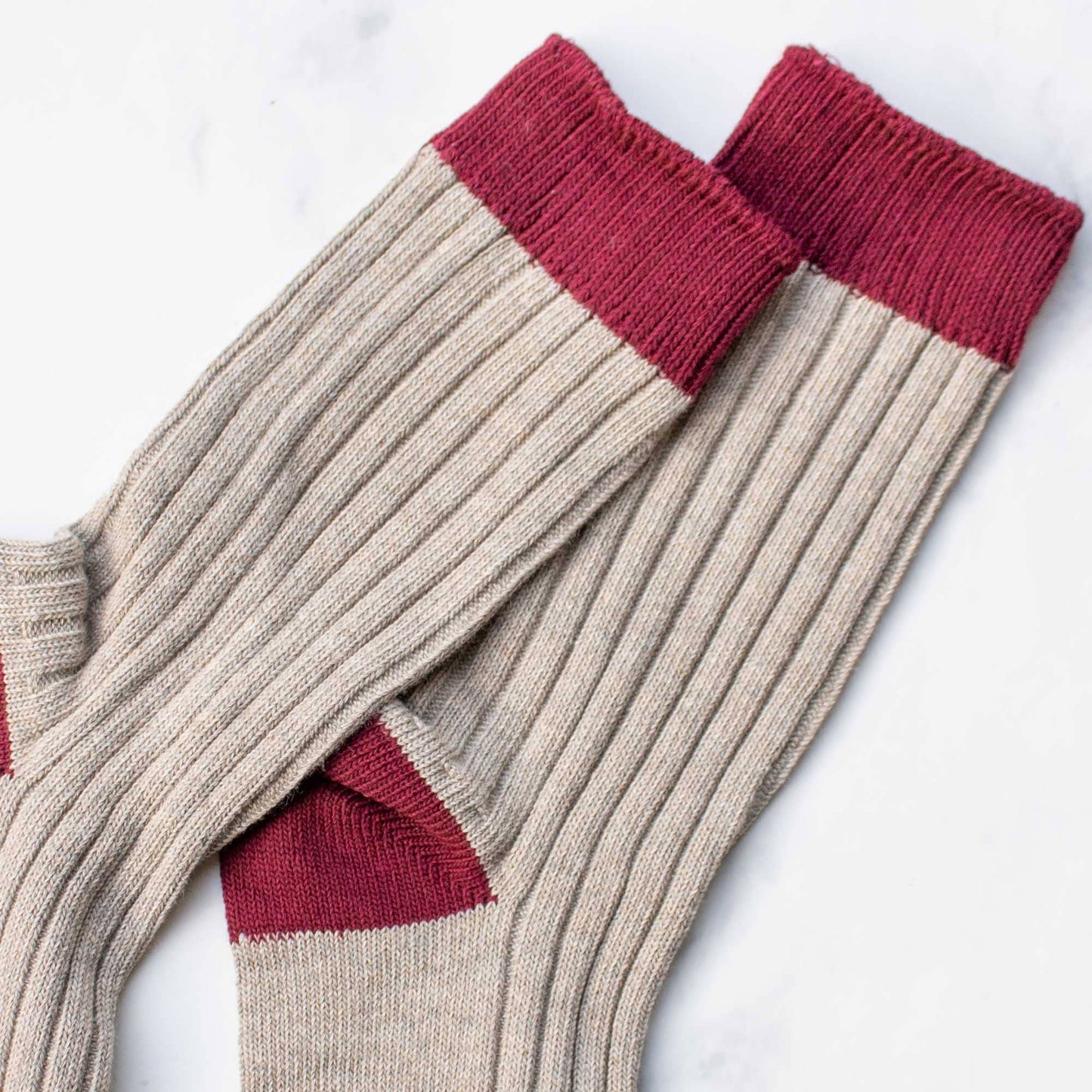 Women's 2 Tone Jacquard Casual Socks | Mocha/Wine