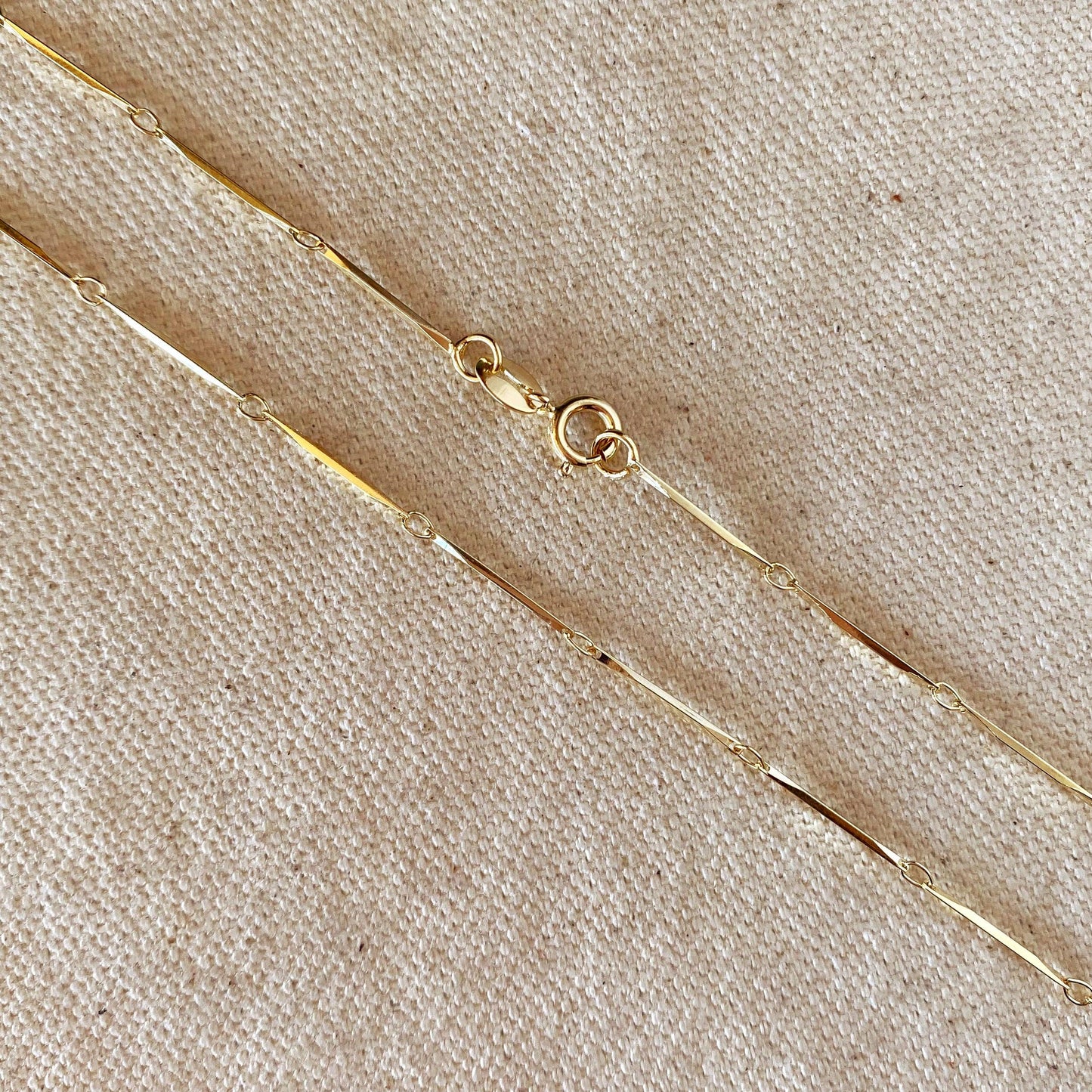 18k Gold Filled 1mm Diamond Cut Straw Chain | 16 inches