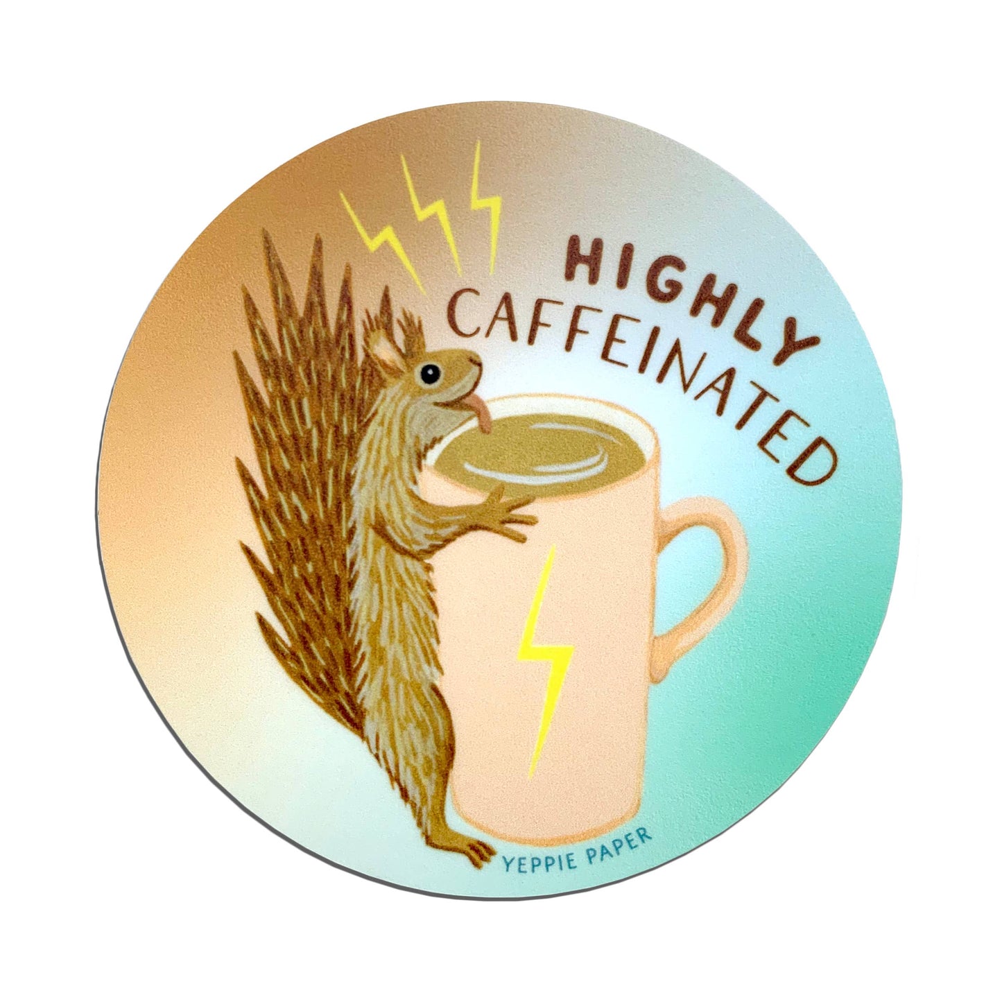 Caffeinated Squirrel Coffee Mug Sticker