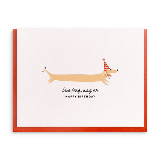 Wag On, Letterpress Birthday Dog Card