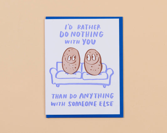 Couch Potatoes Love Letterpress Greeting Card -