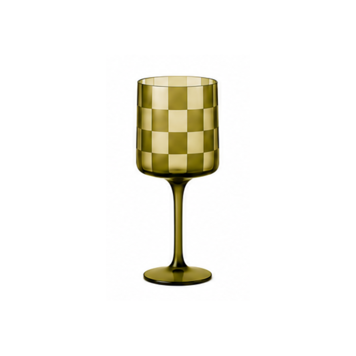 Checkered Wine Glass: Olive