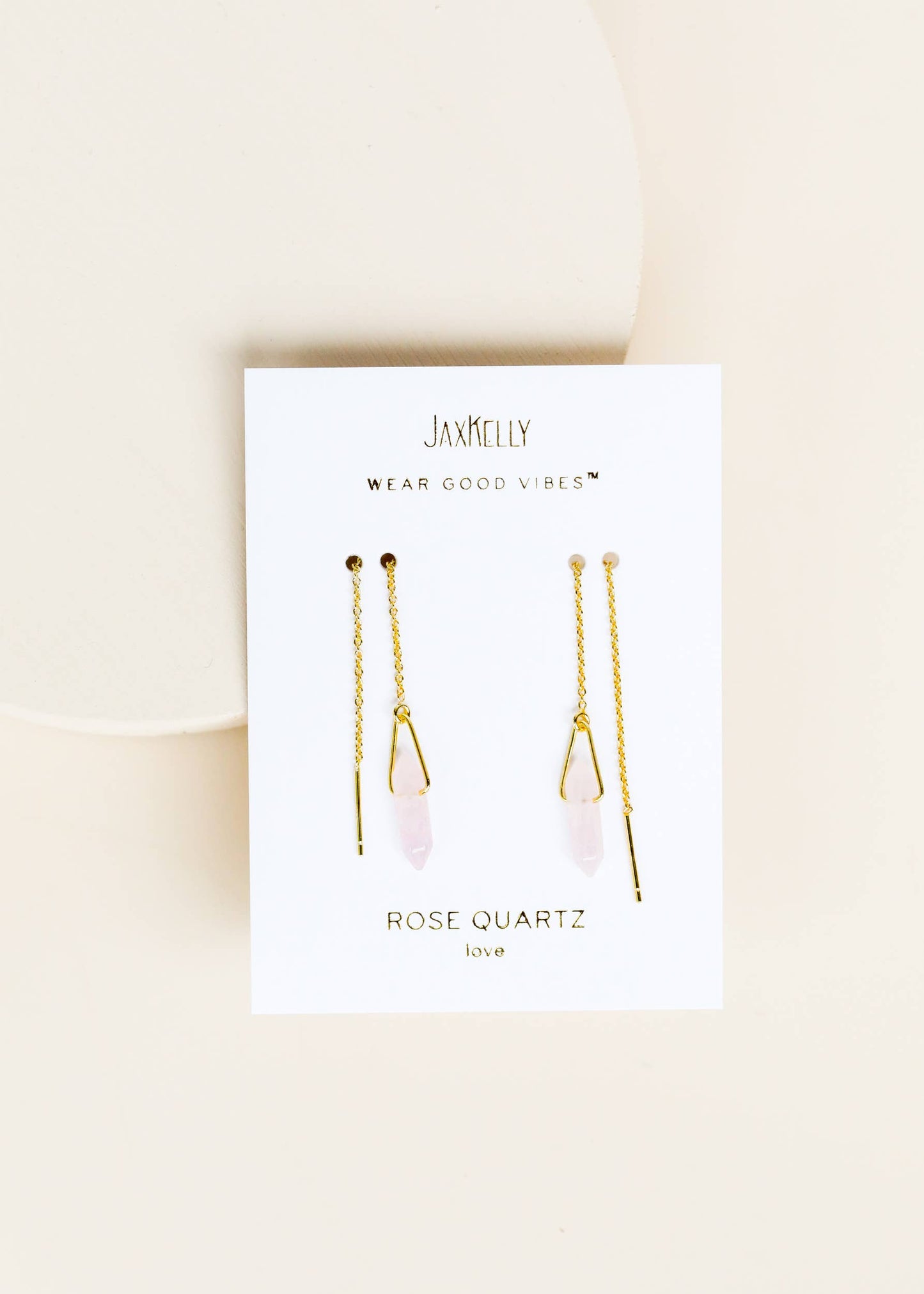 Threader - Rose Quartz - Gold Earrings