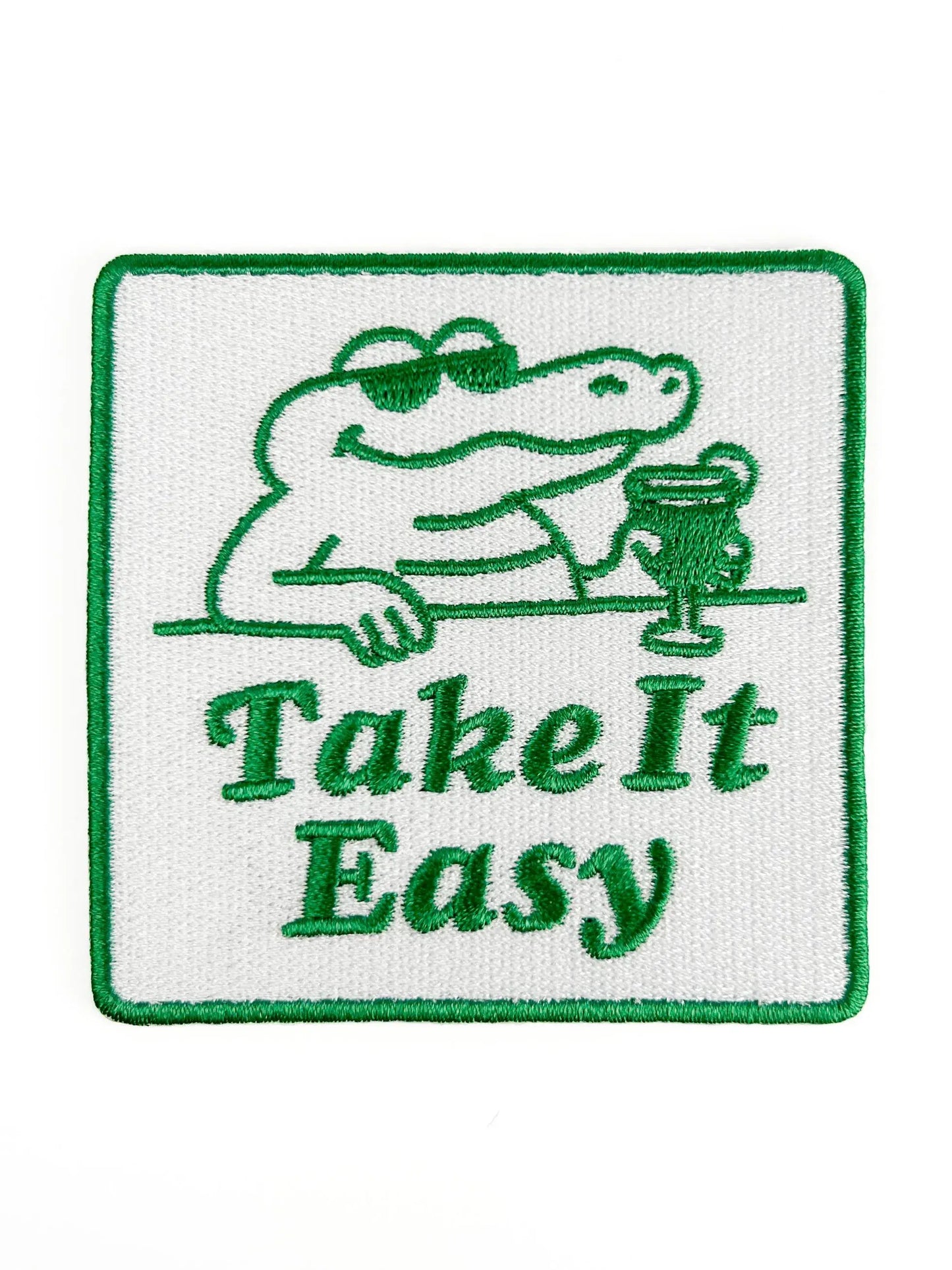Take It Easy Iron On Patch Retro Alligator Patch