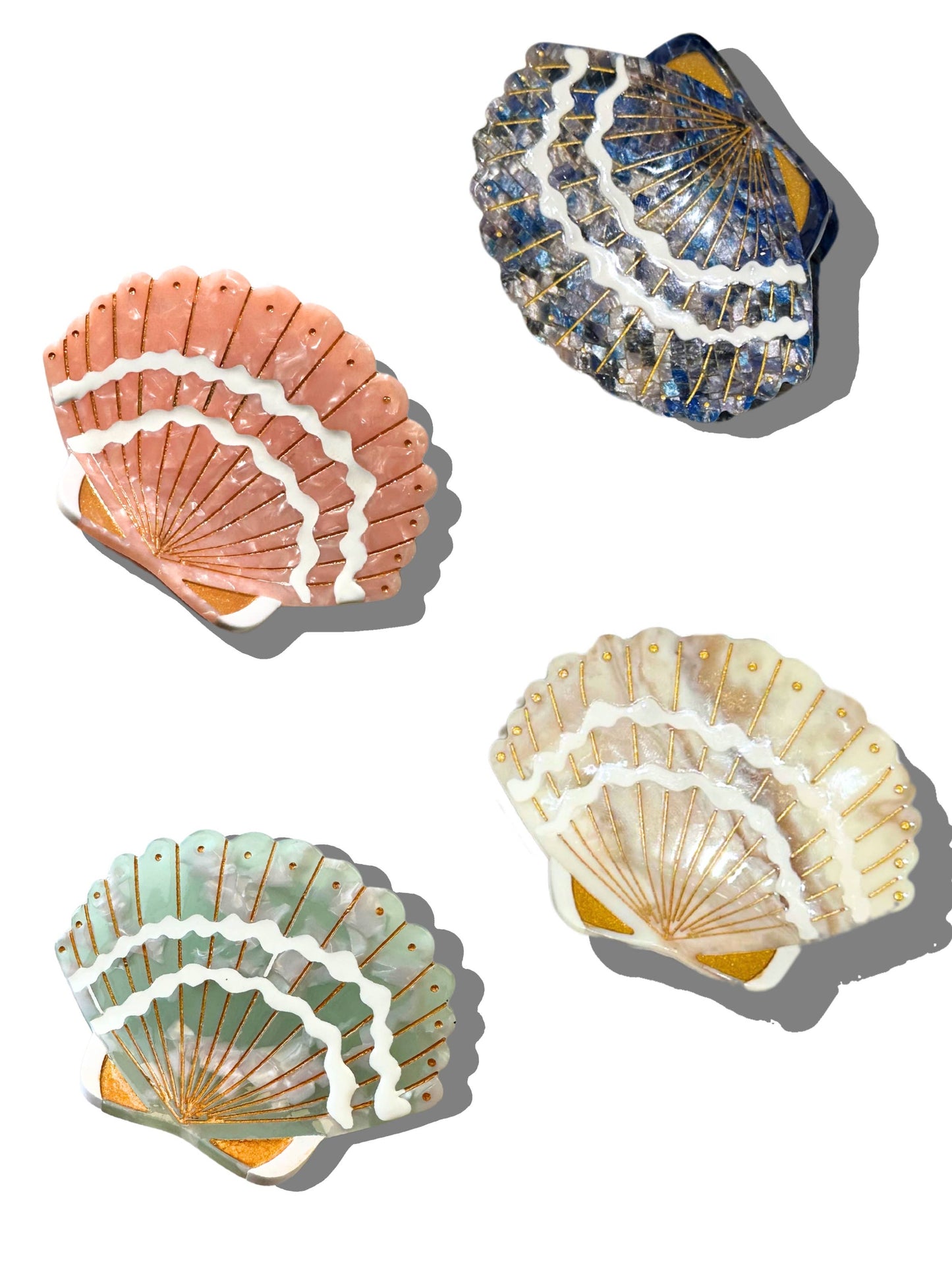 Hand-painted Seashell Claw Hair Clip | Eco-Friendly: Blue