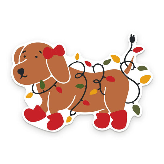 Christmas Light Dog Holiday Vinyl Sticker