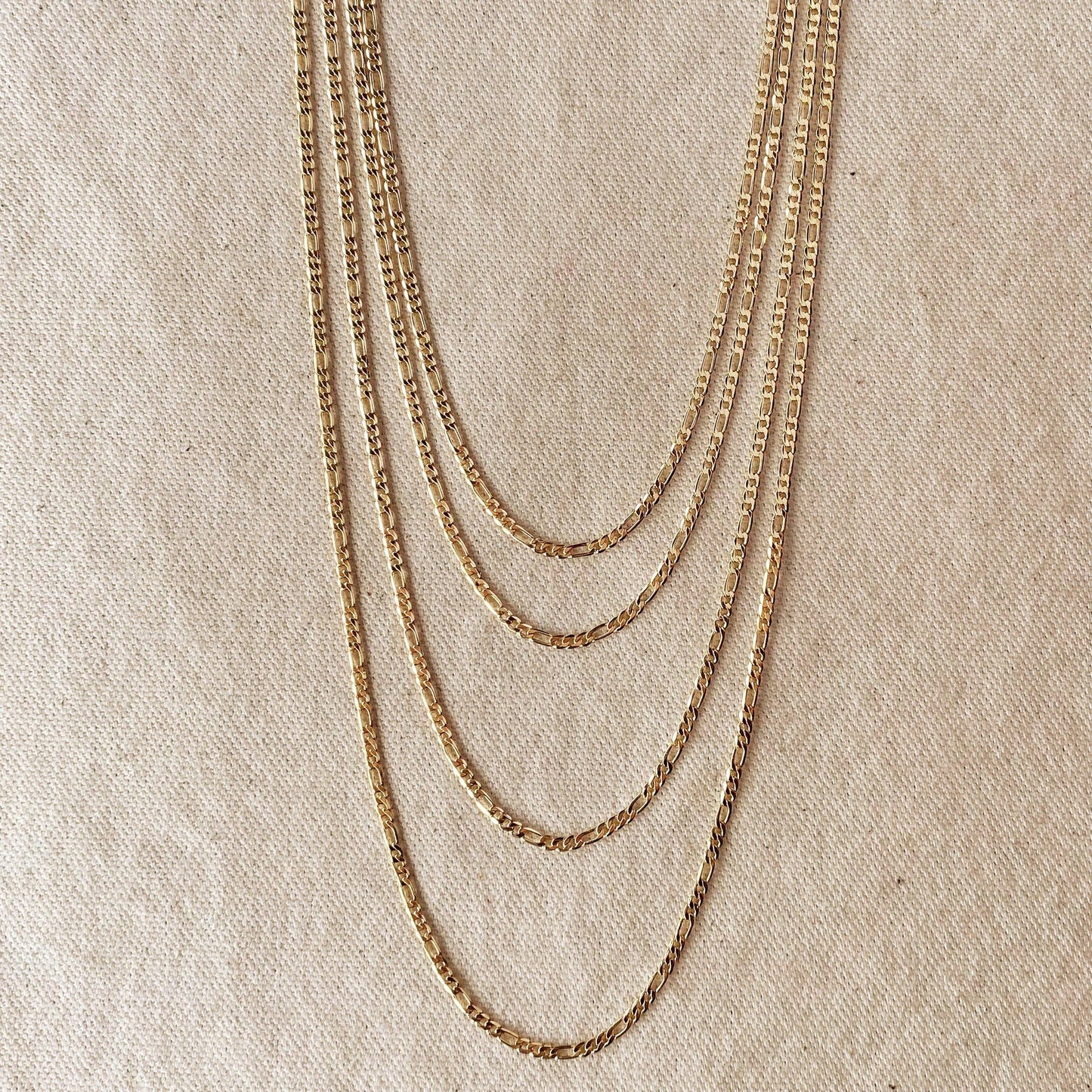 18k Gold Filled 2.5mm Flat Figaro Chain: 18 inches