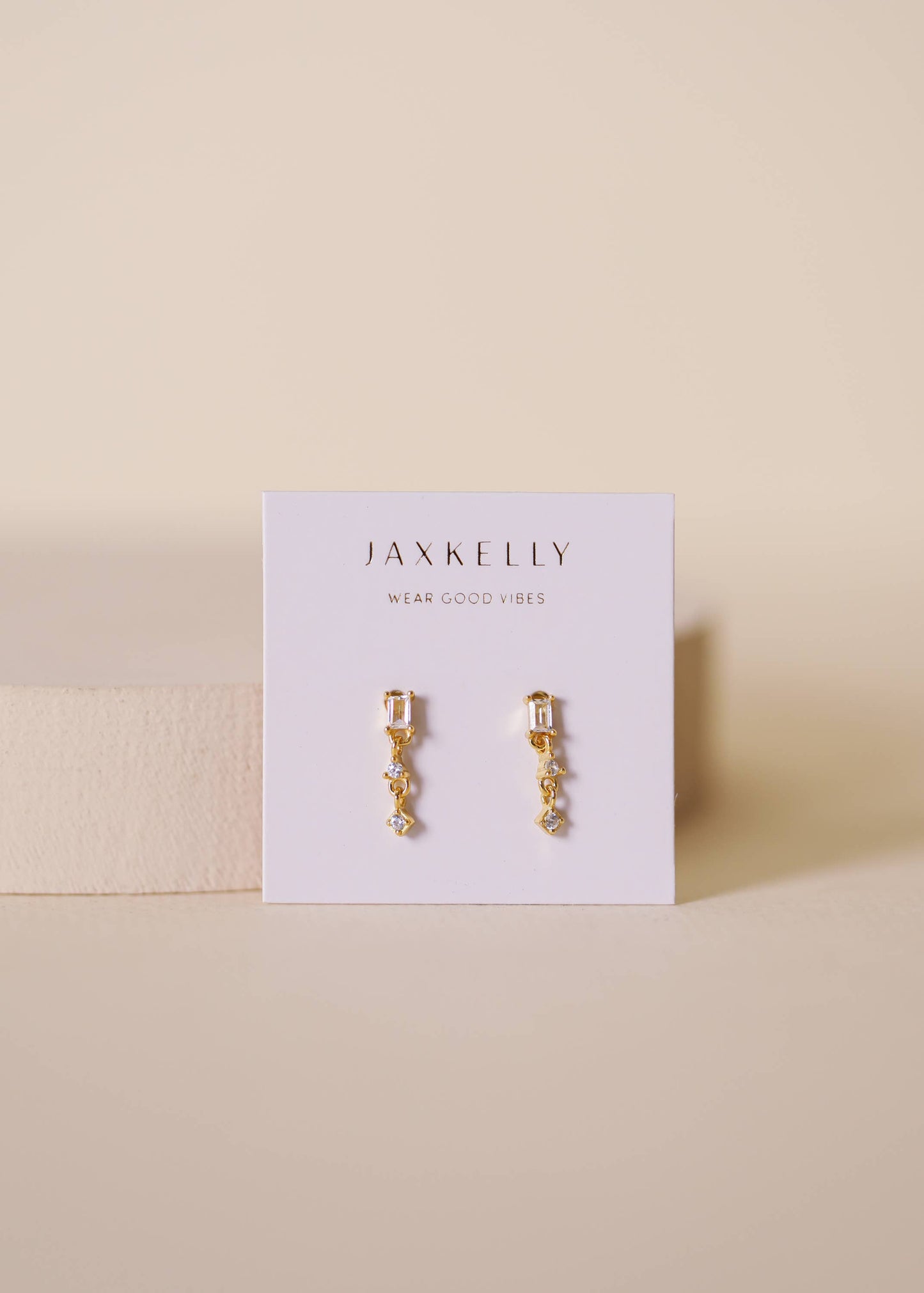 Mini Baguette Drop Earrings | Mixed Metals | White