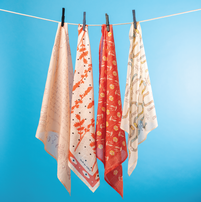 "Kickin' Up Dust" Voile Bandana | Cream