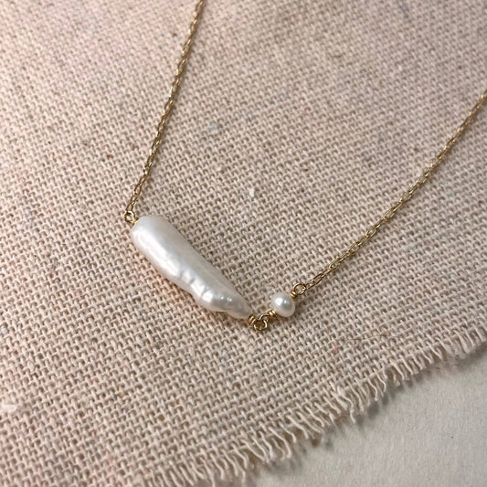 Double Pearl Necklace: Sterling Silver