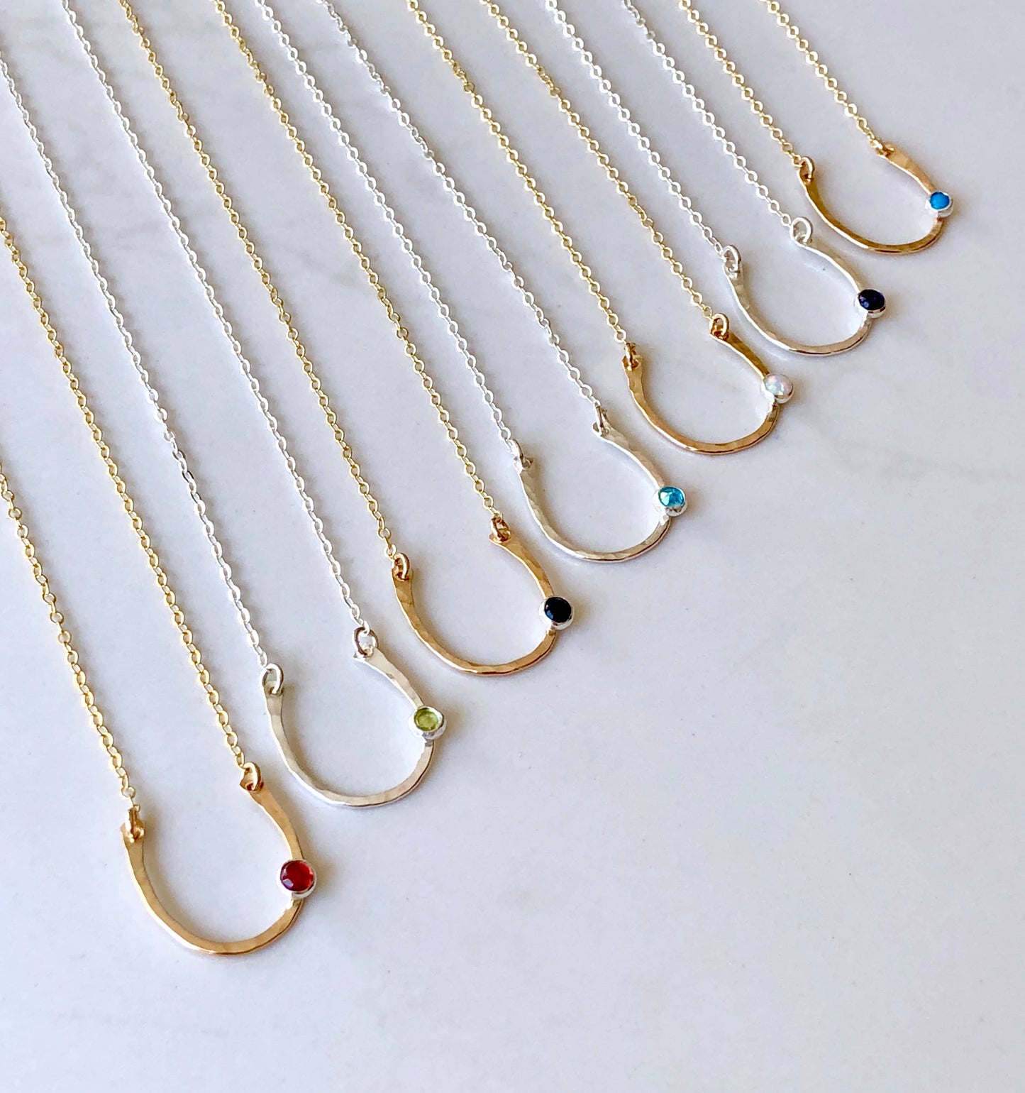 Lucky horseshoe necklace-sterling silver: Opal
