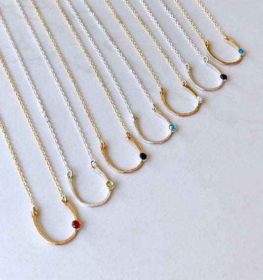 Lucky horseshoe necklace-sterling silver: Opal