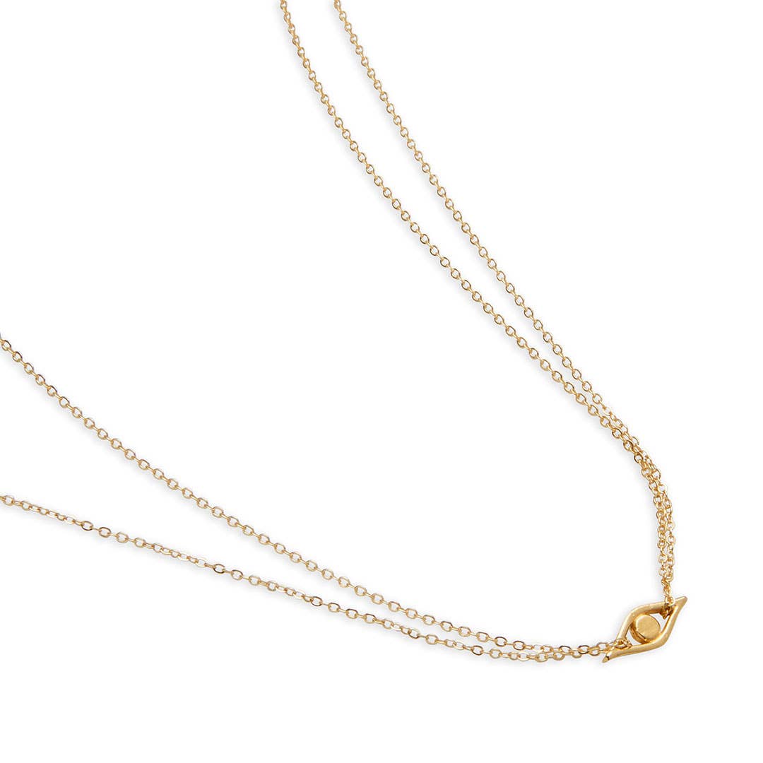 Evil Eye Pendant Necklace in Recycled Brass: Gold