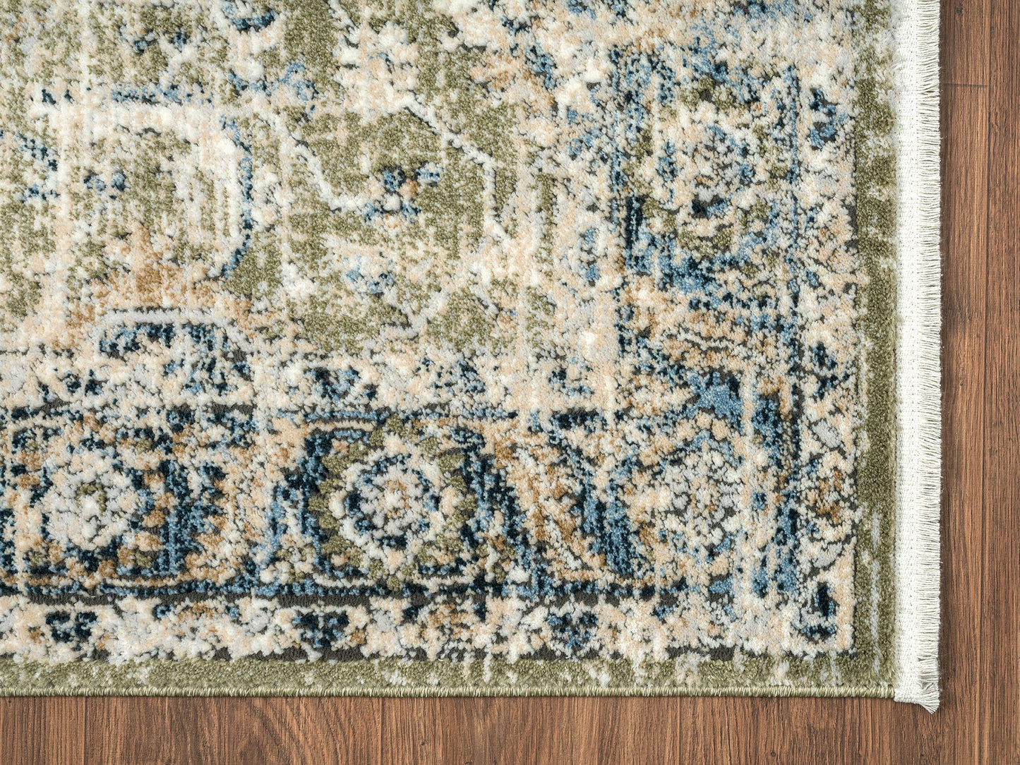 Abani Savoy Vintage Green Blue Area Rug: 6' x 9'