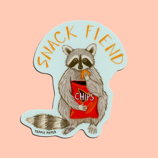 Snack Fiend Raccoon with Doritos Chips Sticker