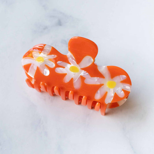 Daisy Flower Curved Hair Claw Clip | Orange