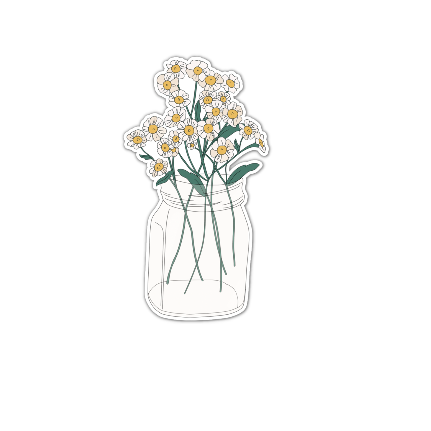 Daisy Mason Jar Sticker