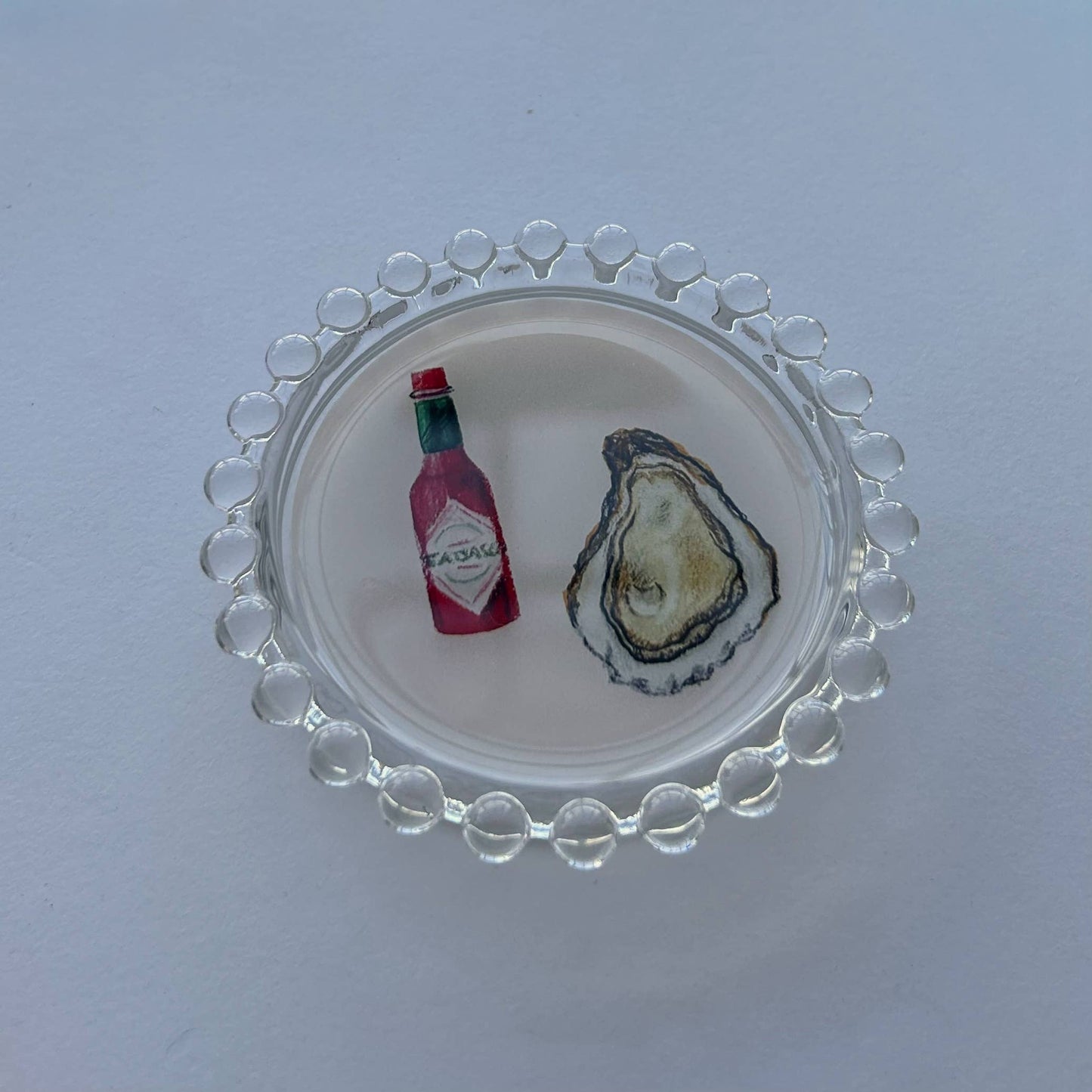 Hot Sauce & Oyster Trinket Dish, 4": Blue