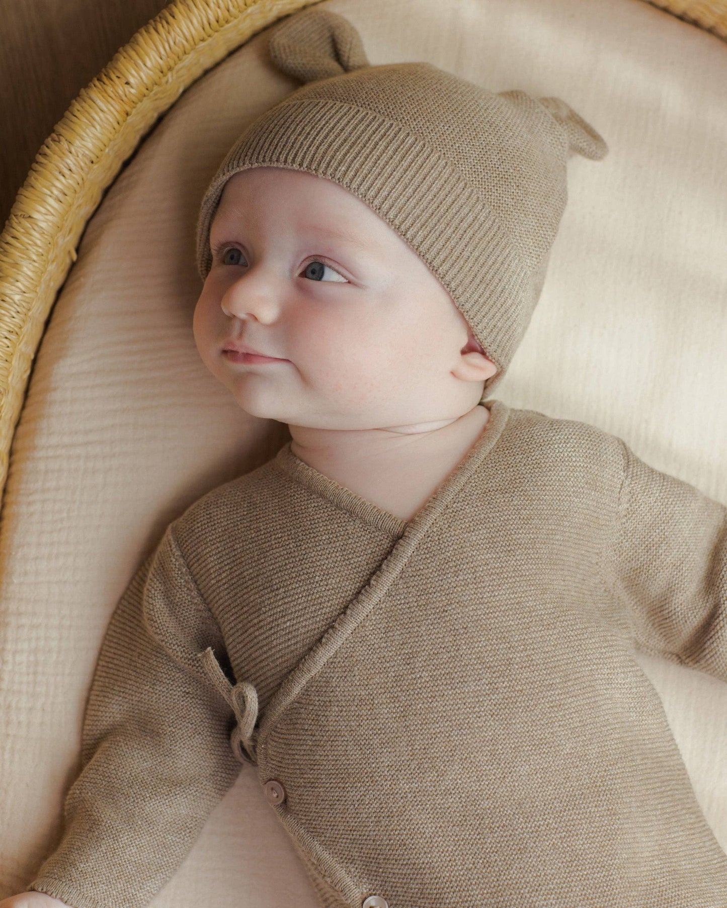 Baby Bear Beanie Heathered Mocha: 0-3M