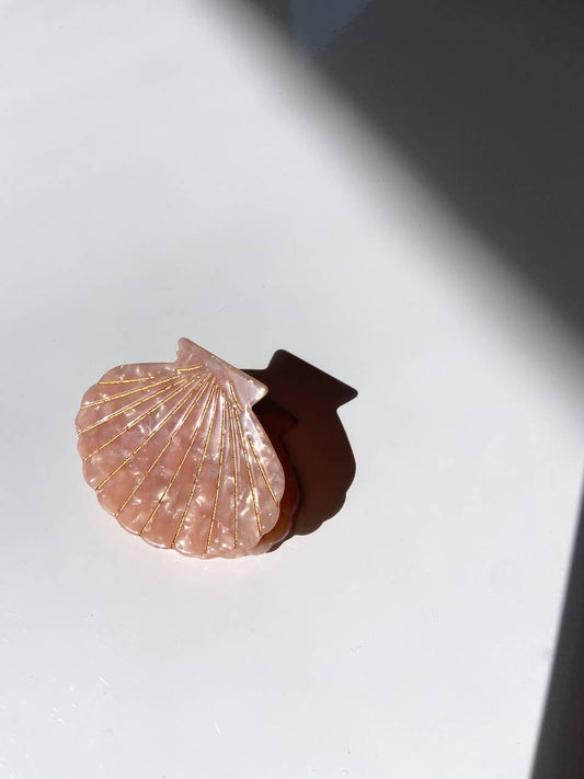 Hand-Painted Eco-Friendly Hair Claw Clip | Pink Mermaid Shell