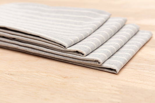 Recycled Cotton Napkins Gray Striped | Set of 4
