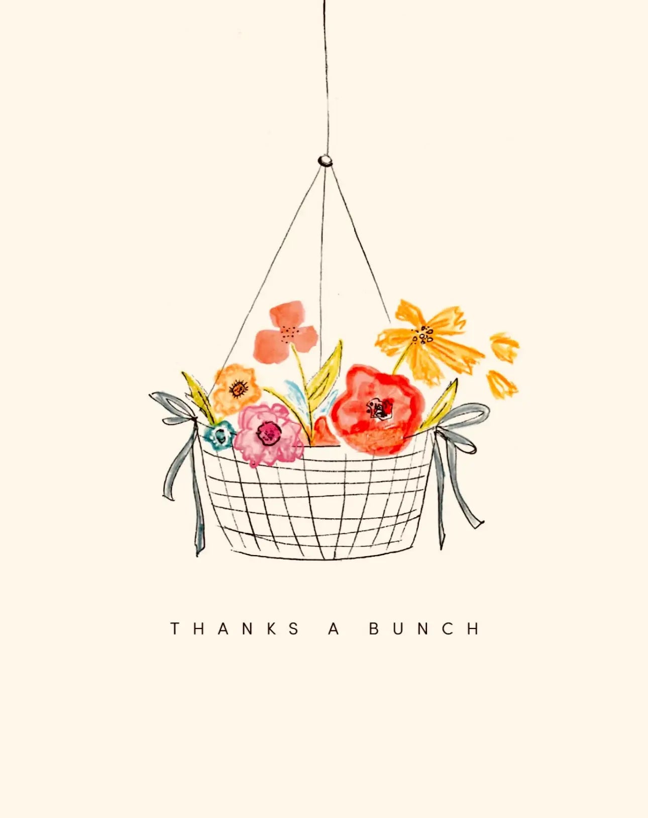 Thank You Hanging Basket Flowers Card