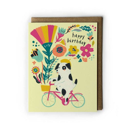 Dog on Bicycle Birthday Greeting Card