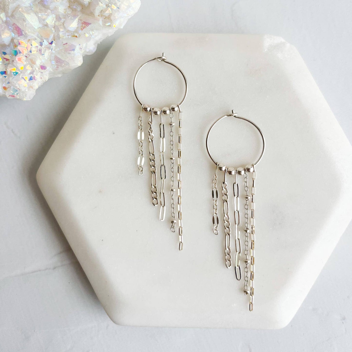 Mixed Chain Hoops | Sterling Silver
