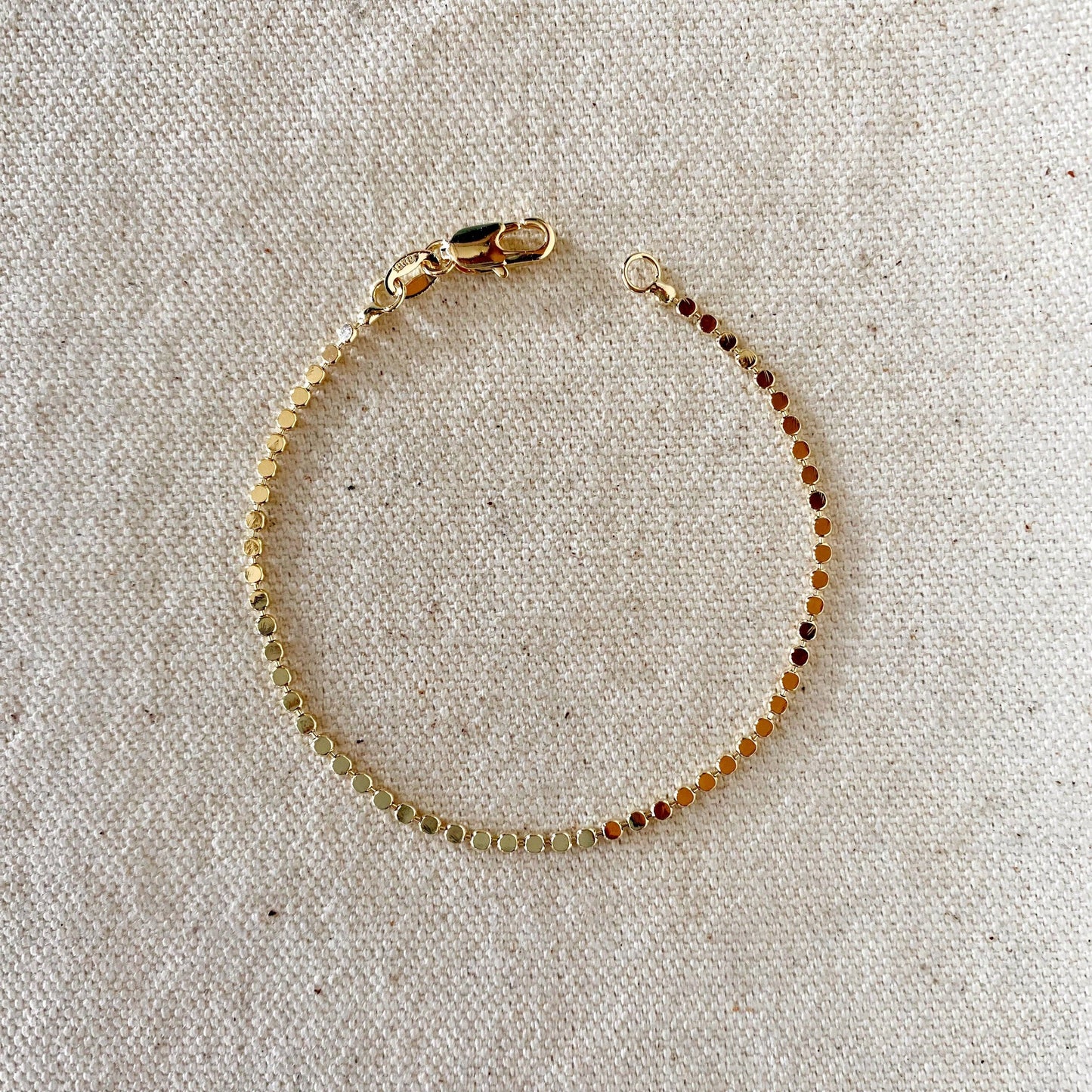 18k Gold Filled 2mm Dot Ball Bracelet | 6 inches +1 inch extender