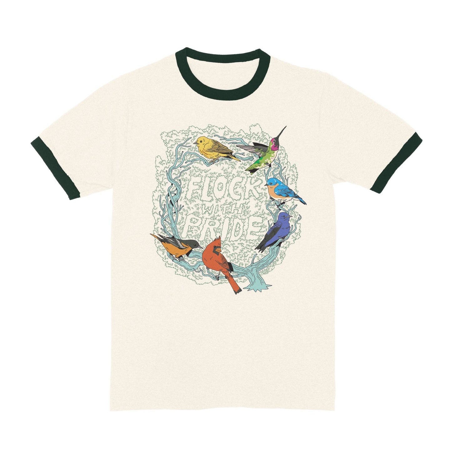 Flock With Pride Ringer Tee: Ivory / XS