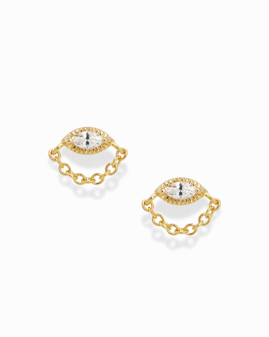 Simone Chain Studs: Cubic zirconia
