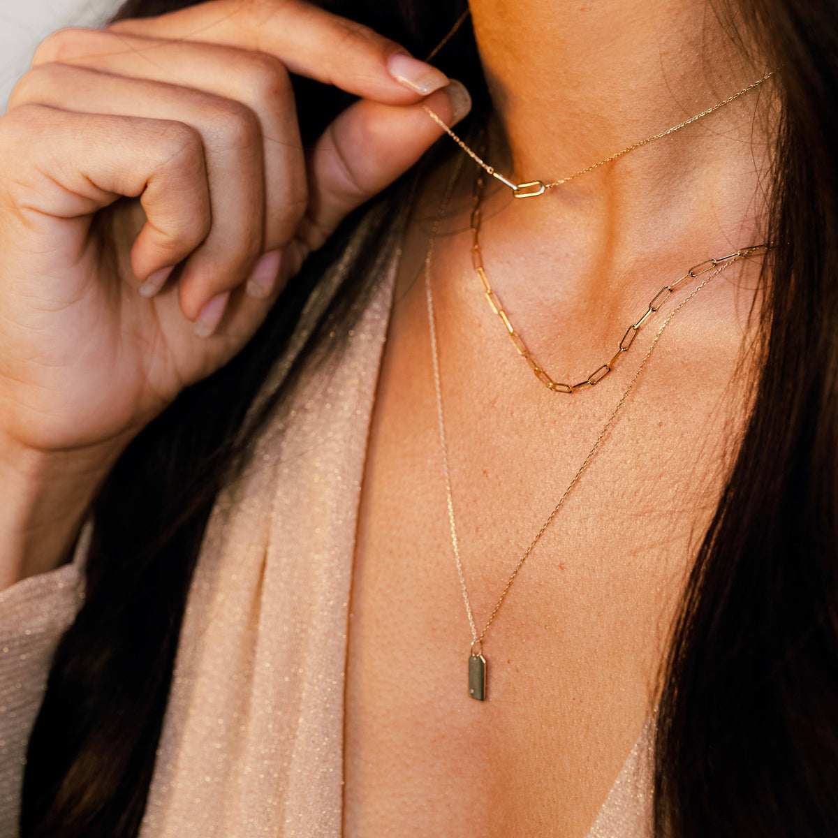 Diamond Rectangle Tag Necklace