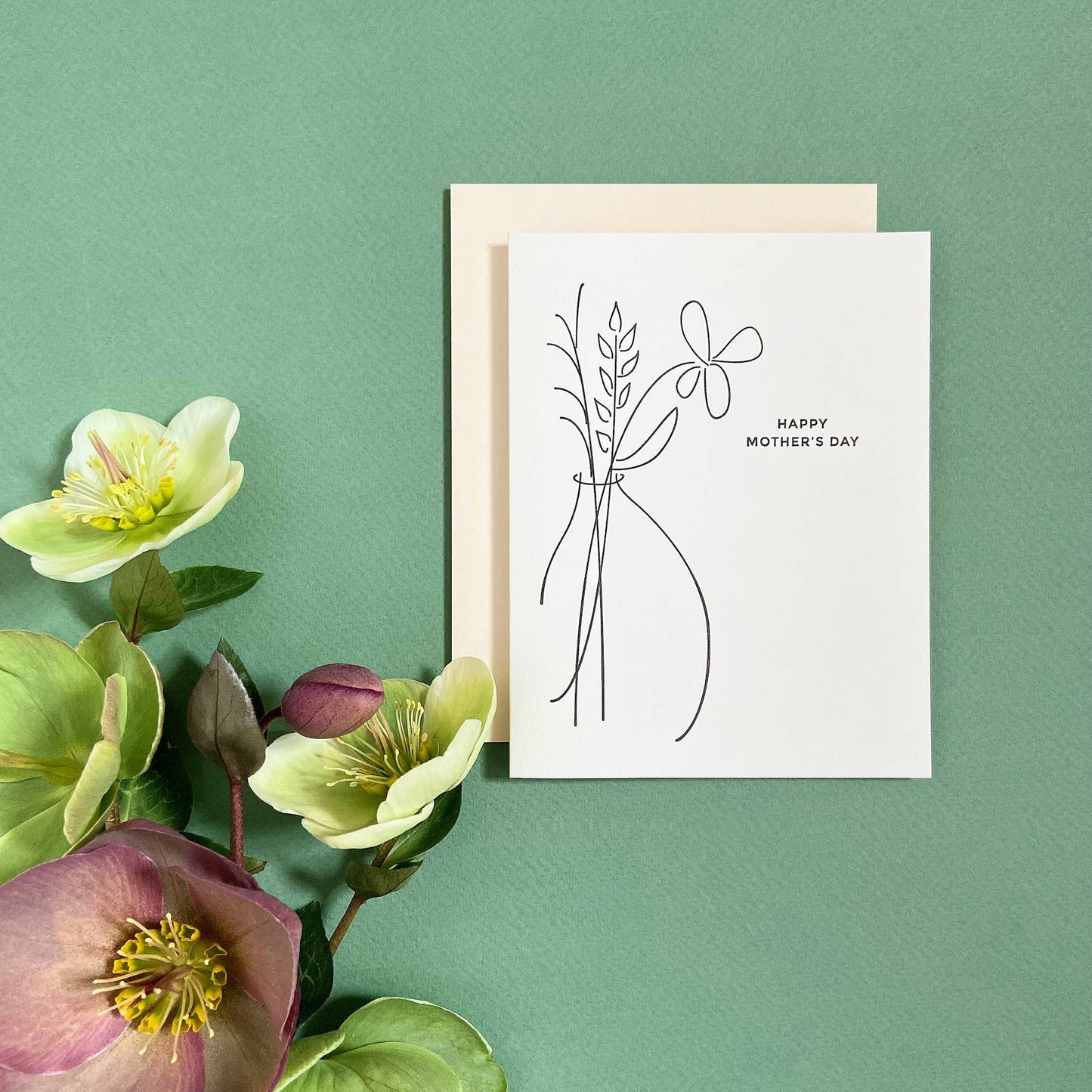 Linework Floral Mother's Day Letterpress Greeting Card
