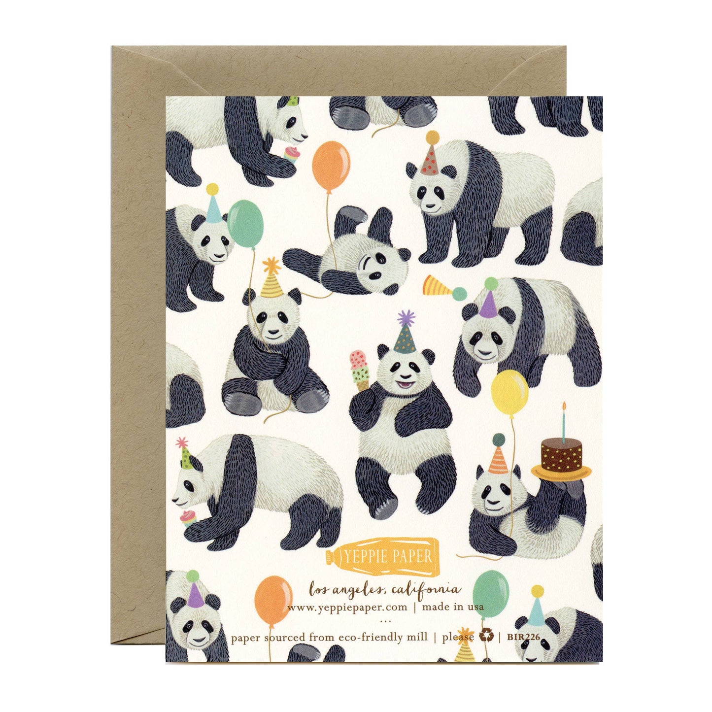 Pandas Galore with Birthday Hats, Balloons and Cake Birthday Card