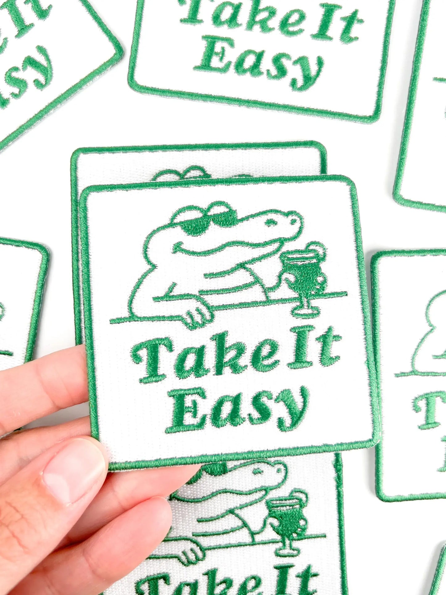 Take It Easy Iron On Patch Retro Alligator Patch