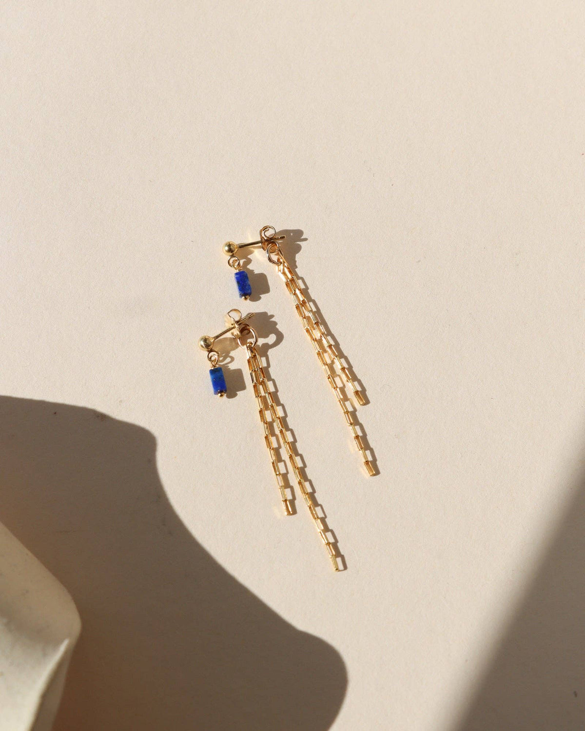 Lapis Lazuli Drops: 14k Gold Fill / Butterfly Back with Nova Chain Drop