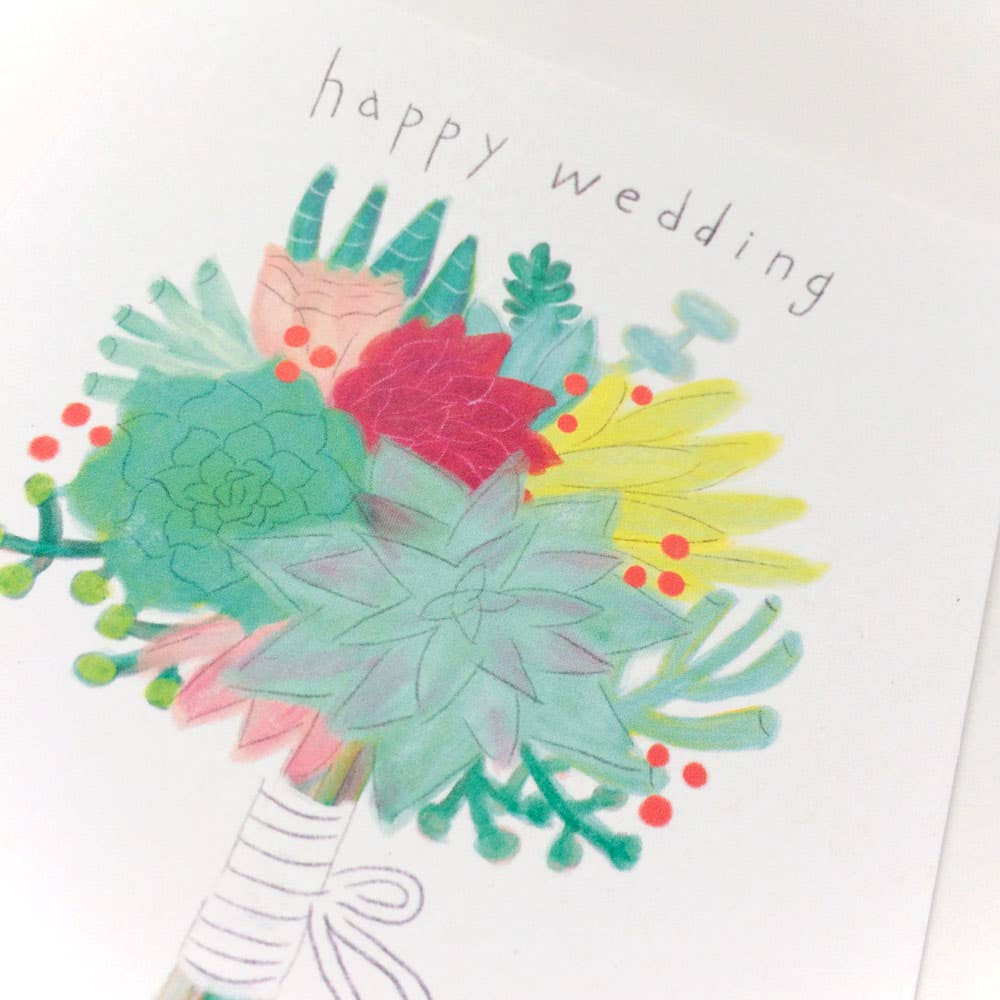 Succulent Bouquet Wedding Greeting Card