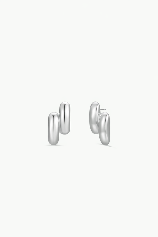 Silver Double Bold Bar Earring