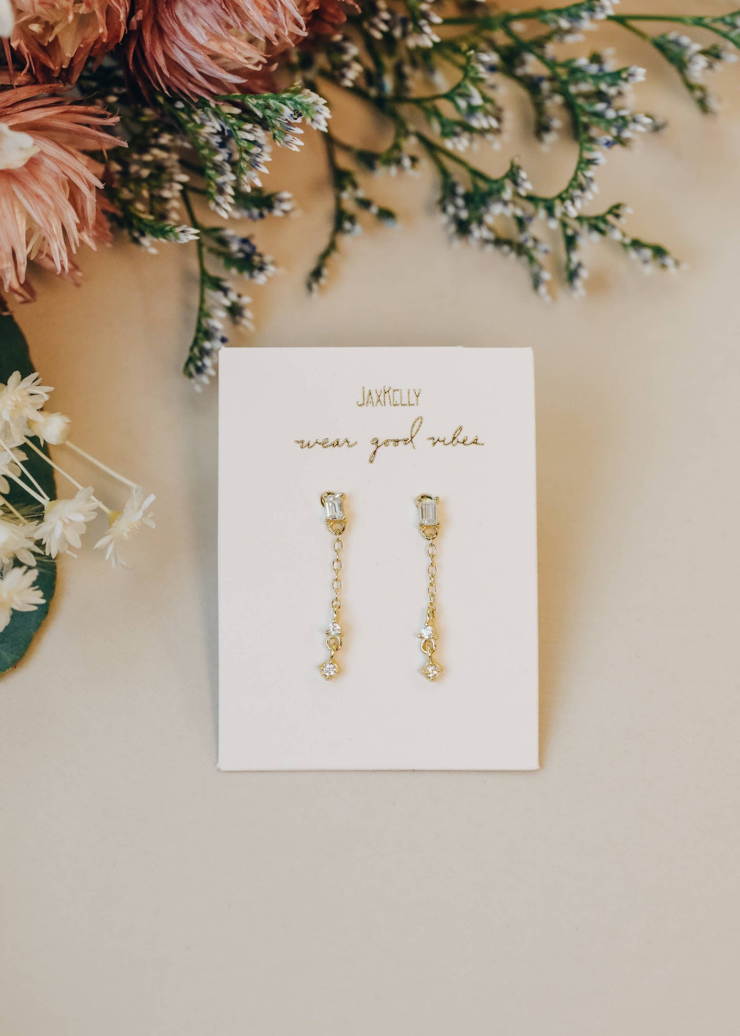 Baguette Drop Earrings | Gold
