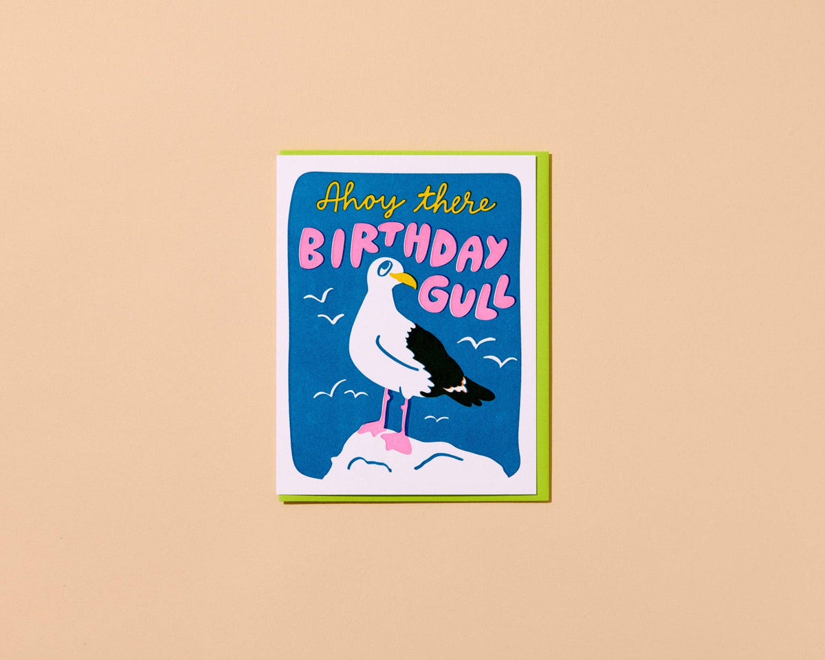 Letterpress Birthday Card—Birthday Gull (Seagull, Nautical)