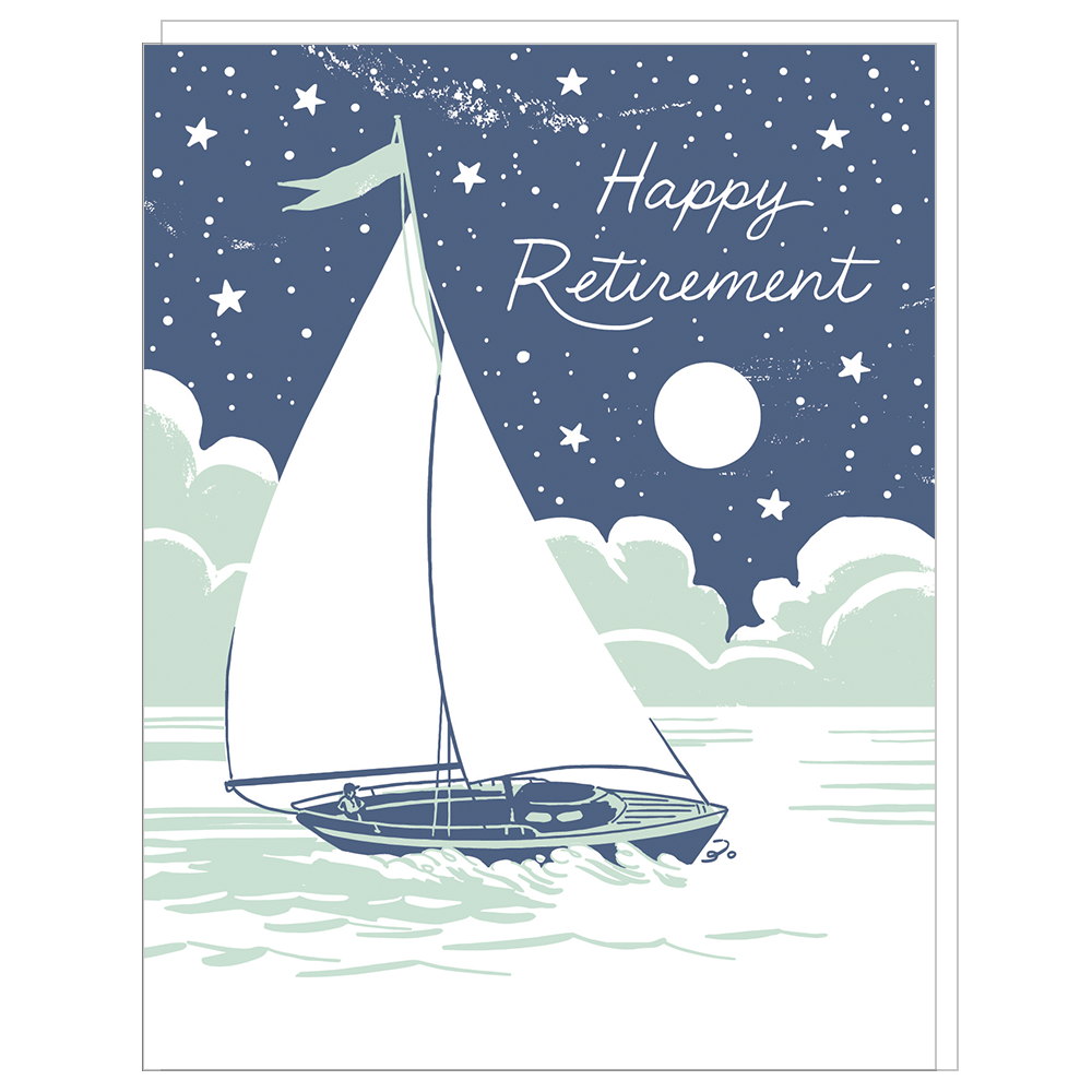 Nighttime Sailboat Retirement Card