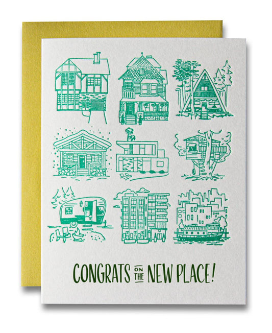 Congrats on the New Place, New Home Letterpress Card 