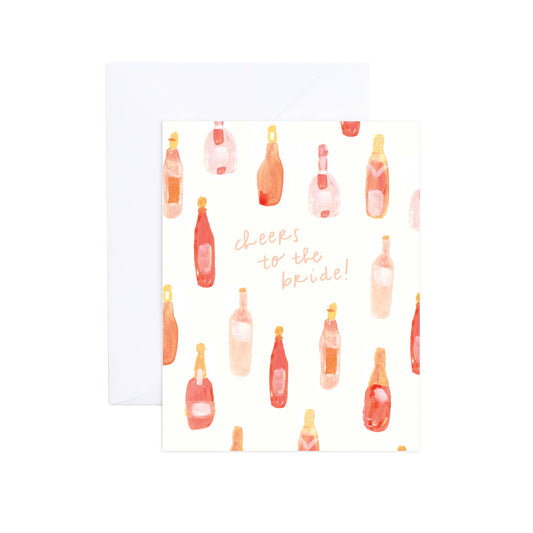Caissy Watercolor Rose Champagne Bridal Greeting Card
